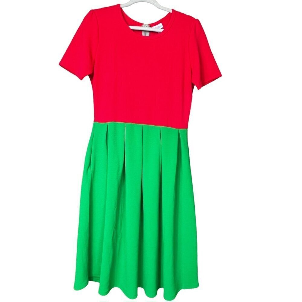 LulaRoe Amelia Women's Red & Green Dress